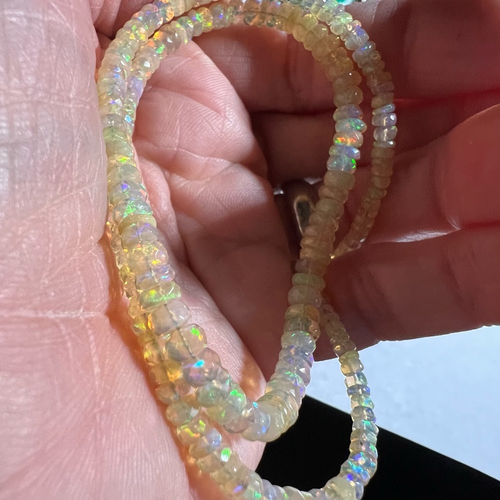 ETHIOPIAN WELO OPAL 16” NECKLACE WITH 14K SECURITY CLASP - Picture 11 of 12